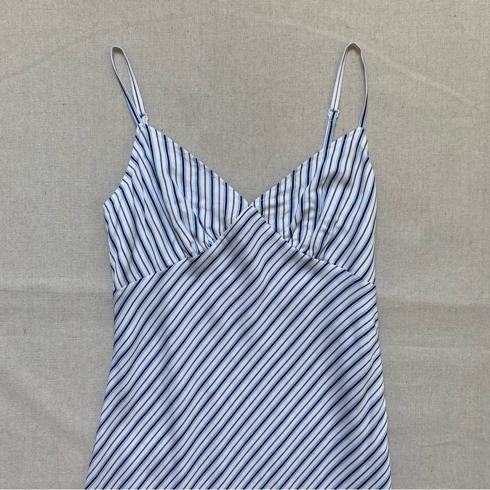 Michael Kors Striped Slip Midi Dress Adjustable Spaghetti Straps - Picture 4 of 15